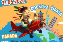 kolorowa grafika, koza w krakowskim ubraniu w samolocie