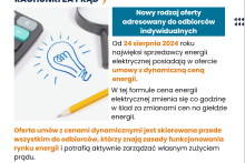 informacha URE opis oferty po prawej stronie po lewej rysunek żarówki i ołówek