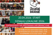 w lewej strony grafiki jest 6 prostokątnych zdjęć jedno pod drugim z różnych wydarzeń w prawej części w ramkach o różnych kolrach zamieszczone są informacje o terminach spotkań informacyjnych 