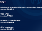 Dodatek do kosztów ogrzewania peletem, drewnem, gazem LPG, olejem
