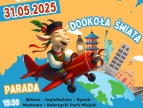 kolorowa grafika, koza w krakowskim ubraniu w samolocie