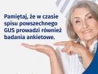 grafika informacyjna z napisem: Pamiętaj, że w czasie spidu powszechnego GUS prowadzi również badania ankietowe