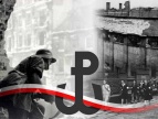 grafika przedstawia walczących żołnierzy z przodu grafiki przeplata się flaga biało-czerowna