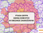 Mapa przedstawiająca zaznaczone kolorem obszary zapowietrzone i onbszary zagrożone 