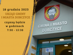 18 grudnia 2023 r. Urząd Gminy i Miasta Dobczyce czynny będzie do godz. 15:30